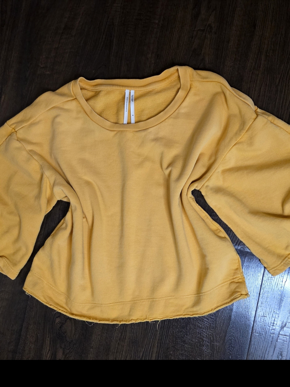 Anthropologie Sunlit Yellow Cropped Crewneck Sweatshirt